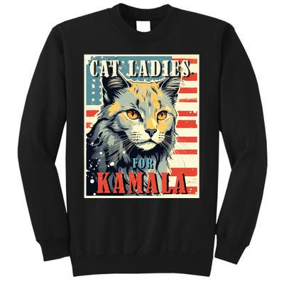 Cat Ladies For Kamala Funny Cat 2024 President Kamalaharris Sweatshirt