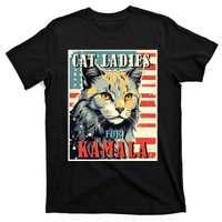 Cat Ladies For Kamala Funny Cat 2024 President Kamalaharris T-Shirt