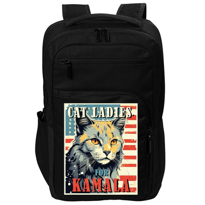 Cat Ladies For Kamala Funny Cat 2024 President Kamalaharris Impact Tech Backpack