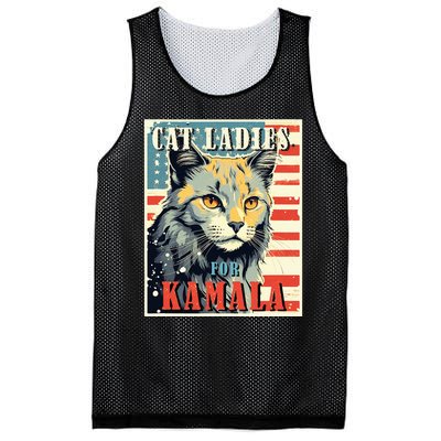 Cat Ladies For Kamala Funny Cat 2024 President Kamalaharris Mesh Reversible Basketball Jersey Tank