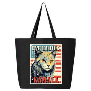 Cat Ladies For Kamala Funny Cat 2024 President Kamalaharris 25L Jumbo Tote