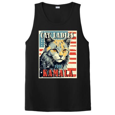 Cat Ladies For Kamala Funny Cat 2024 President Kamalaharris PosiCharge Competitor Tank