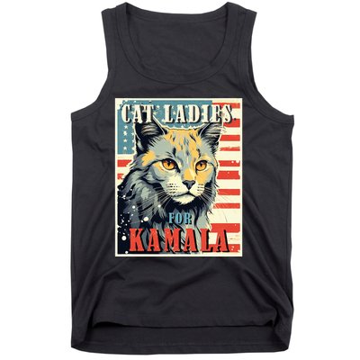 Cat Ladies For Kamala Funny Cat 2024 President Kamalaharris Tank Top