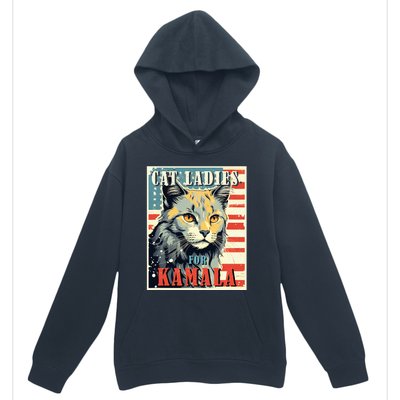 Cat Ladies For Kamala Funny Cat 2024 President Kamalaharris Urban Pullover Hoodie