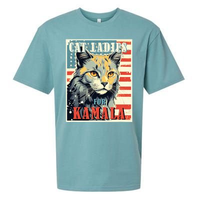 Cat Ladies For Kamala Funny Cat 2024 President Kamalaharris Sueded Cloud Jersey T-Shirt