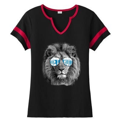 Cool Lions Football Sports Fan Ladies Halftime Notch Neck Tee