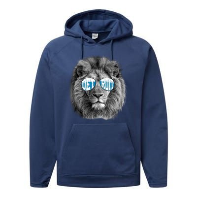 Cool Lions Football Sports Fan Performance Fleece Hoodie