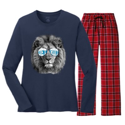 Cool Lions Football Sports Fan Women's Long Sleeve Flannel Pajama Set 