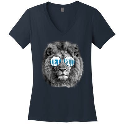 Cool Lions Football Sports Fan Women's V-Neck T-Shirt