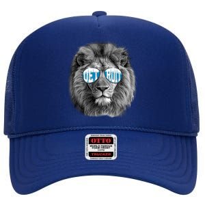 Cool Lions Football Sports Fan High Crown Mesh Back Trucker Hat