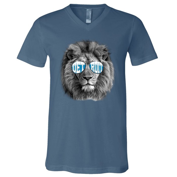 Cool Lions Football Sports Fan V-Neck T-Shirt