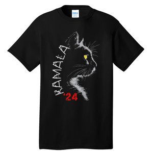 Cat Ladies For Kamala Cat 2024 President Kamala Harris Tall T-Shirt