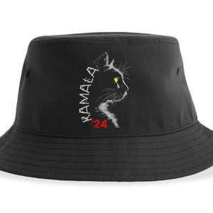 Cat Ladies For Kamala Cat 2024 President Kamala Harris Sustainable Bucket Hat