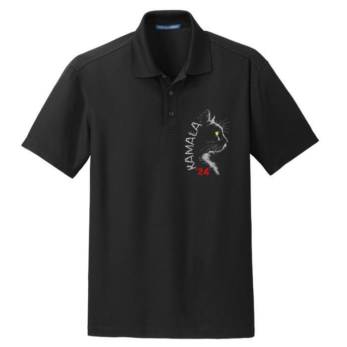 Cat Ladies For Kamala Cat 2024 President Kamala Harris Dry Zone Grid Polo