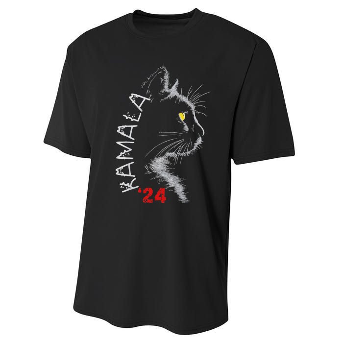 Cat Ladies For Kamala Cat 2024 President Kamala Harris Performance Sprint T-Shirt