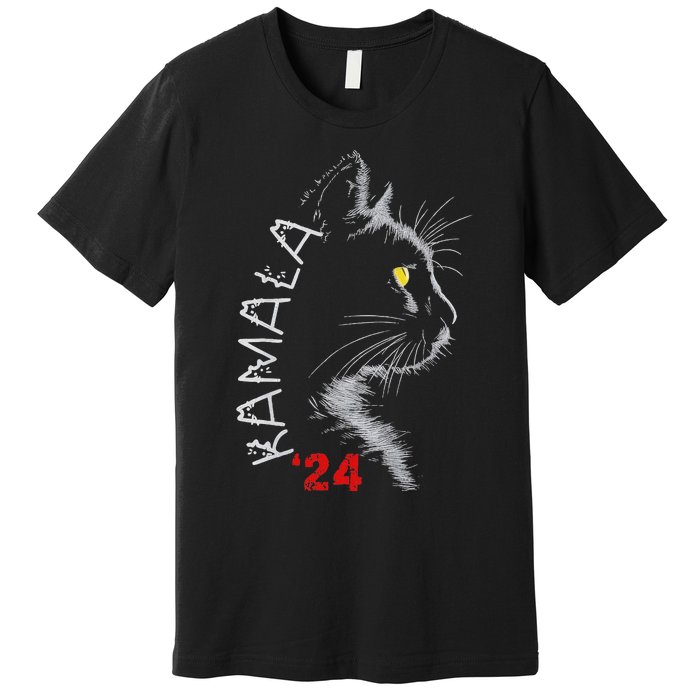 Cat Ladies For Kamala Cat 2024 President Kamala Harris Premium T-Shirt