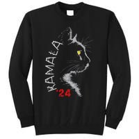 Cat Ladies For Kamala Cat 2024 President Kamala Harris Tall Sweatshirt