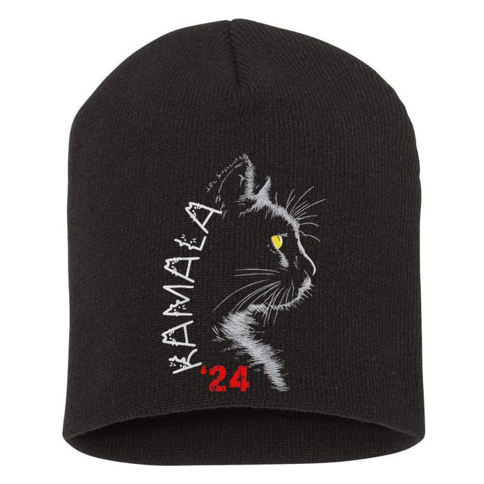 Cat Ladies For Kamala Cat 2024 President Kamala Harris Short Acrylic Beanie