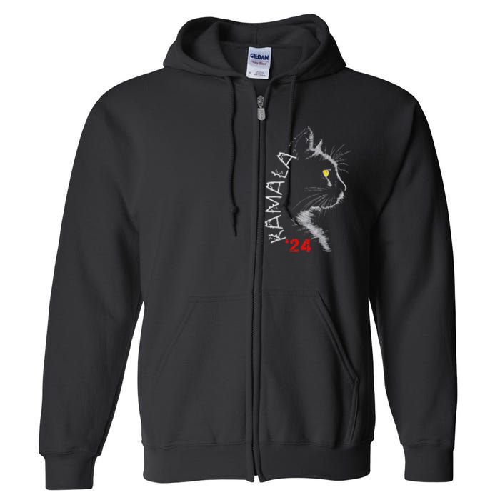 Cat Ladies For Kamala Cat 2024 President Kamala Harris Full Zip Hoodie