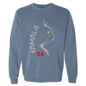 Cat Ladies For Kamala Cat 2024 President Kamala Harris Garment-Dyed Sweatshirt