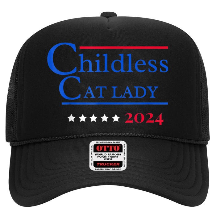 Cat Ladies For Kamala Childless Cat Lady High Crown Mesh Back Trucker Hat