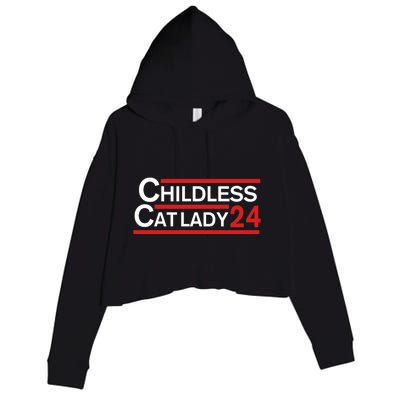 Cat Ladies For Kamala Childless Cat Lady Crop Fleece Hoodie