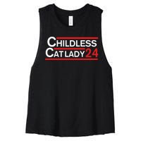 Cat Ladies For Kamala Childless Cat Lady Women's Racerback Cropped Tank