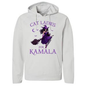 Cat Ladies For Kamala Harris 2024 Witches Harris Halloween Performance Fleece Hoodie