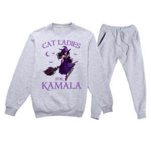 Cat Ladies For Kamala Harris 2024 Witches Harris Halloween Premium Crewneck Sweatsuit Set