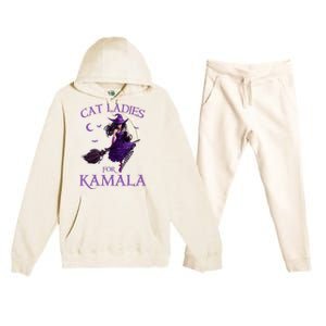 Cat Ladies For Kamala Harris 2024 Witches Harris Halloween Premium Hooded Sweatsuit Set