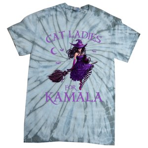 Cat Ladies For Kamala Harris 2024 Witches Harris Halloween Tie-Dye T-Shirt