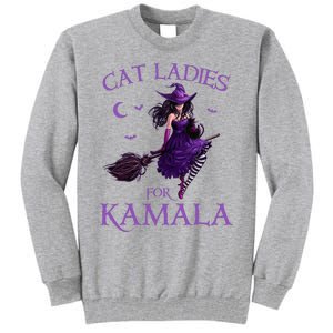 Cat Ladies For Kamala Harris 2024 Witches Harris Halloween Tall Sweatshirt