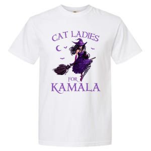 Cat Ladies For Kamala Harris 2024 Witches Harris Halloween Garment-Dyed Heavyweight T-Shirt