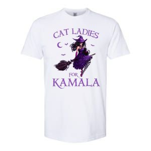 Cat Ladies For Kamala Harris 2024 Witches Harris Halloween Softstyle CVC T-Shirt