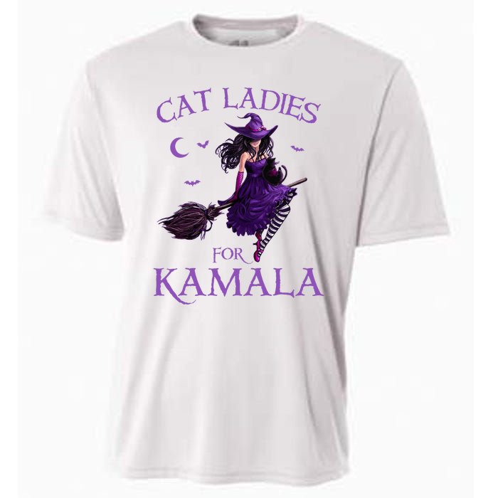 Cat Ladies For Kamala Harris 2024 Witches Harris Halloween Cooling Performance Crew T-Shirt