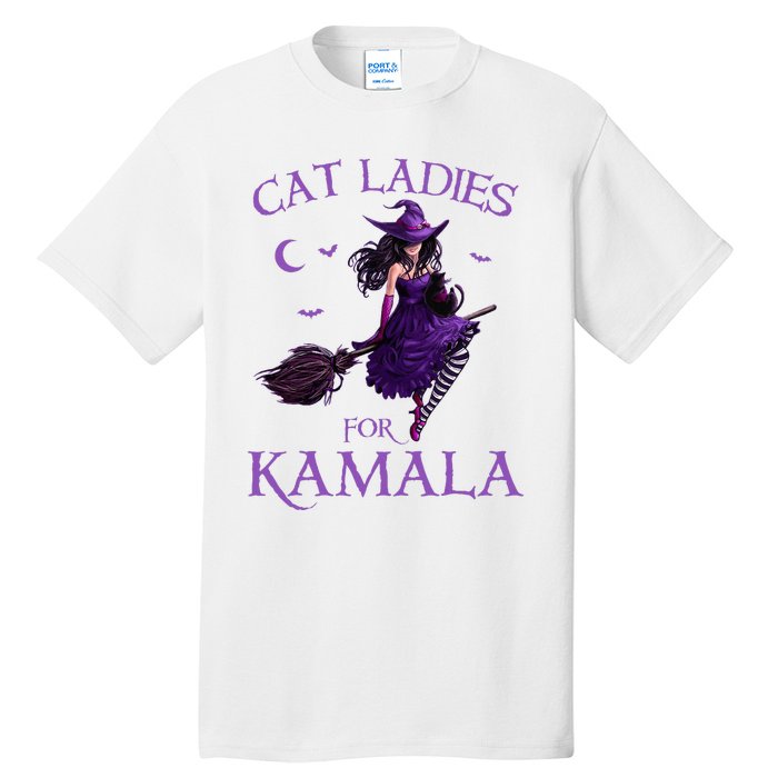 Cat Ladies For Kamala Harris 2024 Witches Harris Halloween Tall T-Shirt