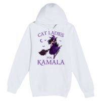 Cat Ladies For Kamala Harris 2024 Witches Harris Halloween Premium Pullover Hoodie