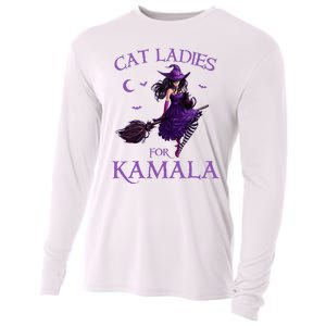 Cat Ladies For Kamala Harris 2024 Witches Harris Halloween Cooling Performance Long Sleeve Crew