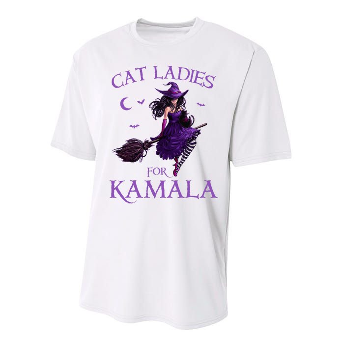 Cat Ladies For Kamala Harris 2024 Witches Harris Halloween Performance Sprint T-Shirt