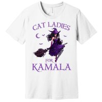 Cat Ladies For Kamala Harris 2024 Witches Harris Halloween Premium T-Shirt