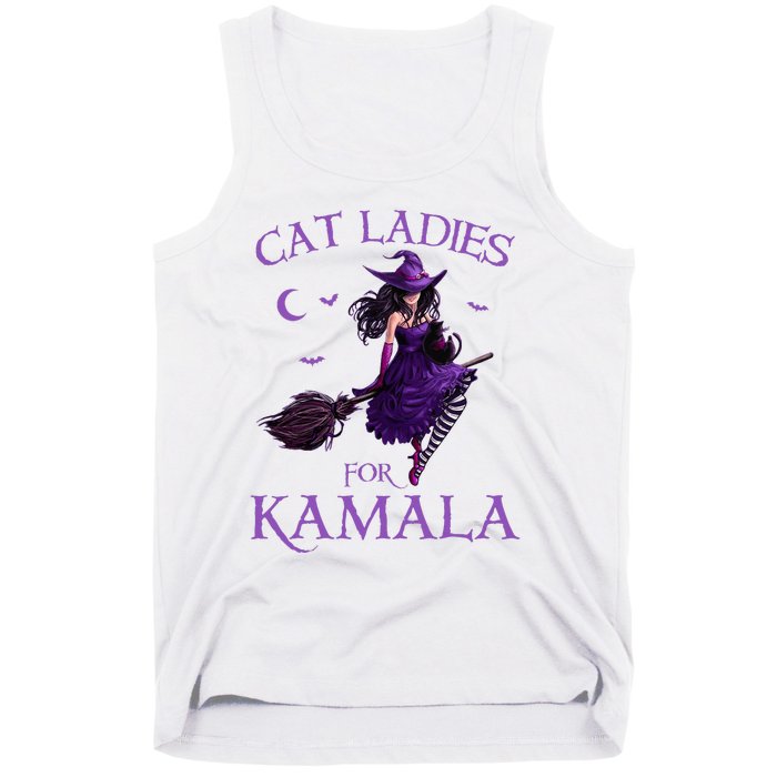 Cat Ladies For Kamala Harris 2024 Witches Harris Halloween Tank Top