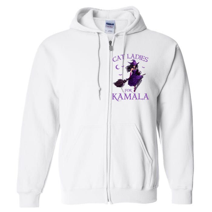 Cat Ladies For Kamala Harris 2024 Witches Harris Halloween Full Zip Hoodie