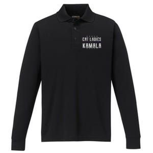 Cat Ladies For Kamala 2024 Performance Long Sleeve Polo