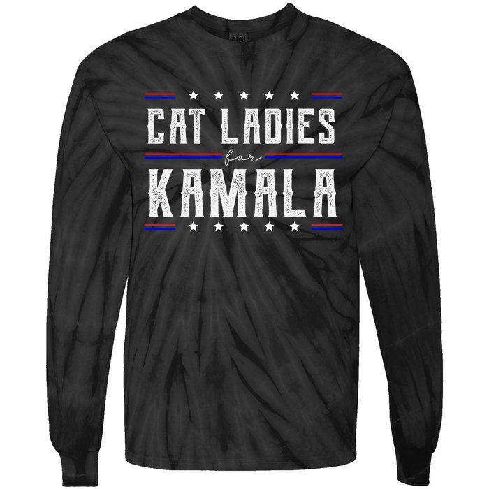 Cat Ladies For Kamala 2024 Tie-Dye Long Sleeve Shirt