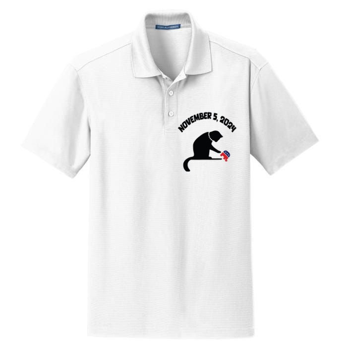 Cat Ladies For Kamala Harris Funny Cat With Pearls Dry Zone Grid Polo