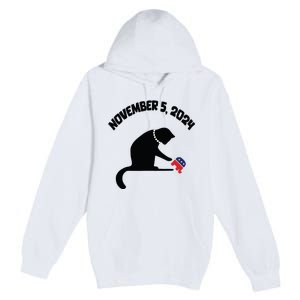 Cat Ladies For Kamala Harris Funny Cat With Pearls Premium Pullover Hoodie