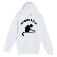 Cat Ladies For Kamala Harris Funny Cat With Pearls Premium Pullover Hoodie