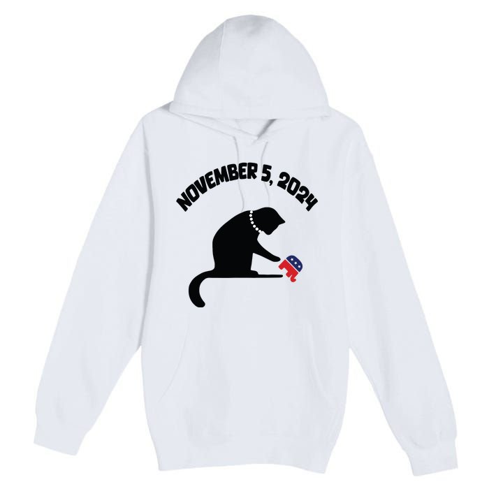 Cat Ladies For Kamala Harris Funny Cat With Pearls Premium Pullover Hoodie