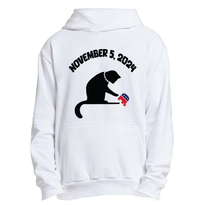 Cat Ladies For Kamala Harris Funny Cat With Pearls Urban Pullover Hoodie