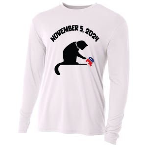 Cat Ladies For Kamala Harris Funny Cat With Pearls Cooling Performance Long Sleeve Crew